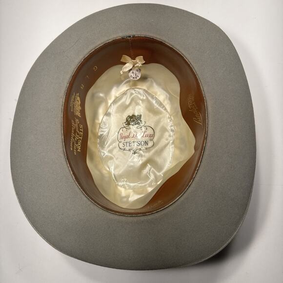 VTG Royal De Luxe Stetson GLB Silver/Grey Felt Fedora Hat Size L 1/8 Oval - Picture 6 of 13
